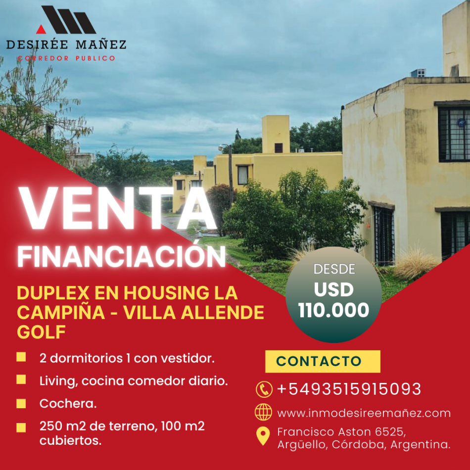 Duplex 2 dormitorios La campiña Villa Allende Golf