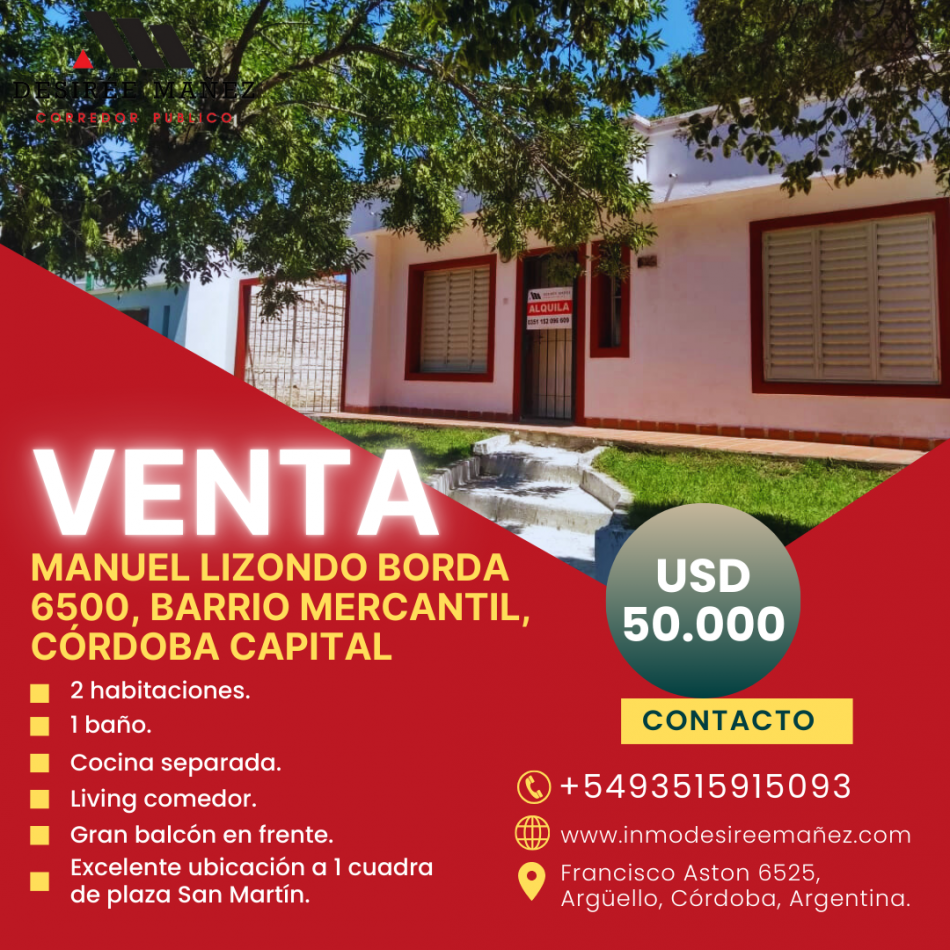 Casa 2 dormitorios en barrio Mercantil, Cordoba capital