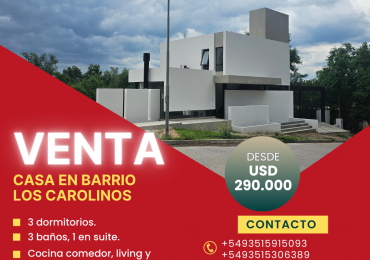 Casa 3 dormitorios en barrio Los Carolinos, Zona Norte, Cordoba.