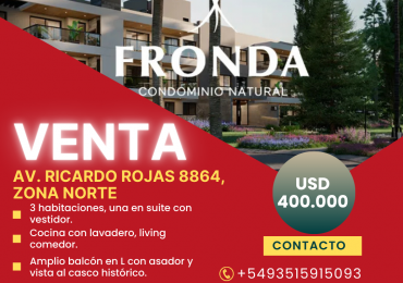 Departamento 3 dormitorios en Complejo Fronda, Zona Norte, Cordoba.