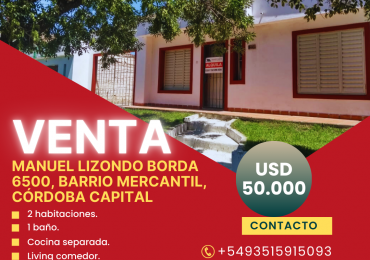 Casa 2 dormitorios en barrio Mercantil, Cordoba capital