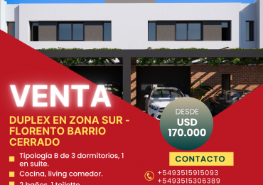 Duplex 3 dormitorios Tipologia B en Zona Sur, Cordoba Capital.