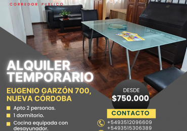 TEMPORARIO - Dpto en Nueva Cordoba a mts de Patio Olmos, Cordoba capital.